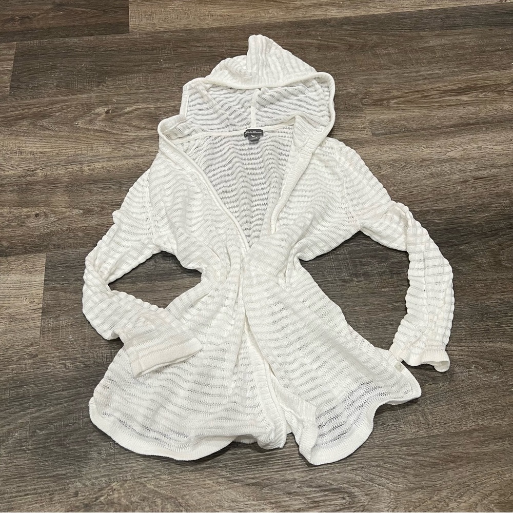 Eddie Bauer Cream Hooded Women's Swim Cover-Up